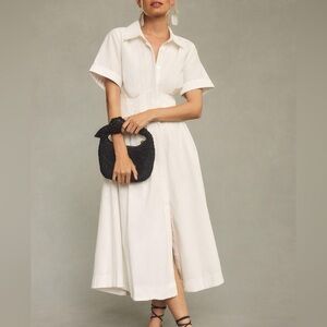 AURETA STUDIO X ANTHROPOLOGIE PLEATED SHIRT DRESS